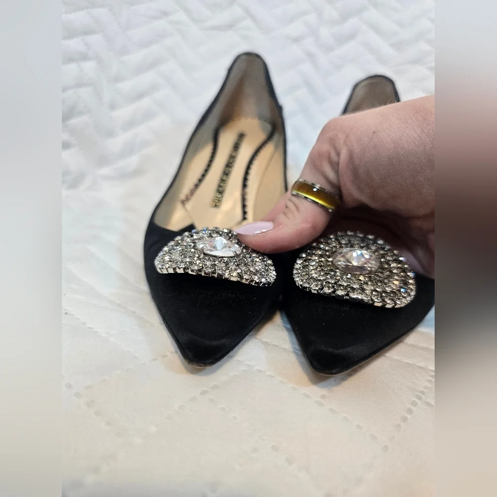 Jimmy Choo Crystal Accent Black Pointed Pumps Heels - Picture 13 of 15